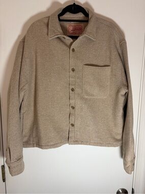 Buckle Light Beige Shirt Jacket